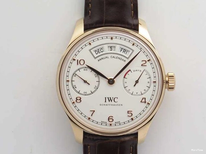 MIROTIME 0817 Portuguese Real PR Real Annual Calendar RG IW503504 YLF 1:1 Best Edition White Dial On Leather Strap A TimelessDesign 7242